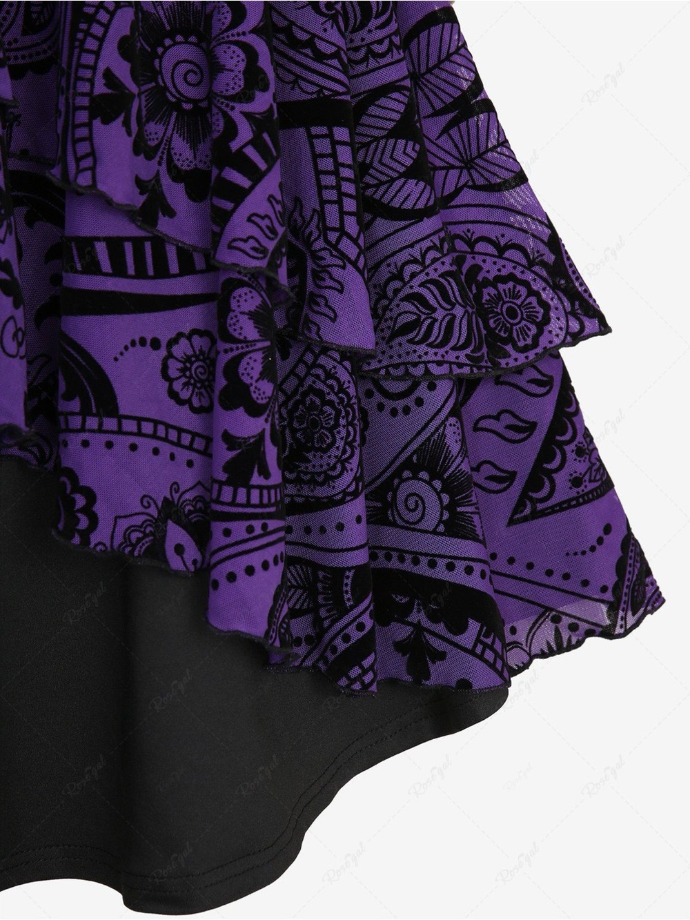 Rosegal Off Shoulder Black Purple Gothic Flowy Medieval Halloween Midi Dress 4X - Picture 13 of 16